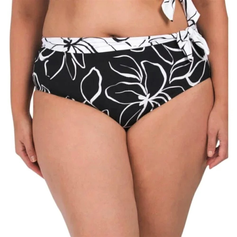 NWT La Blanca Women's Plus Moonlit Floral Print Sash Swim Bottom